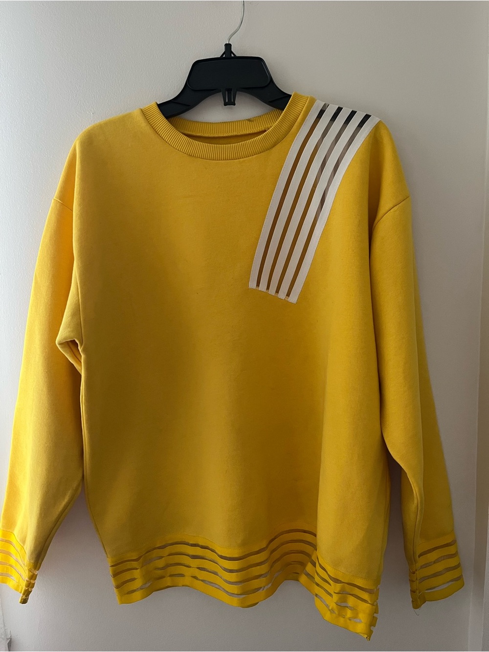 Christopher Kane Runway Yellow Crewneck Sweater with Silver Stripe Detail